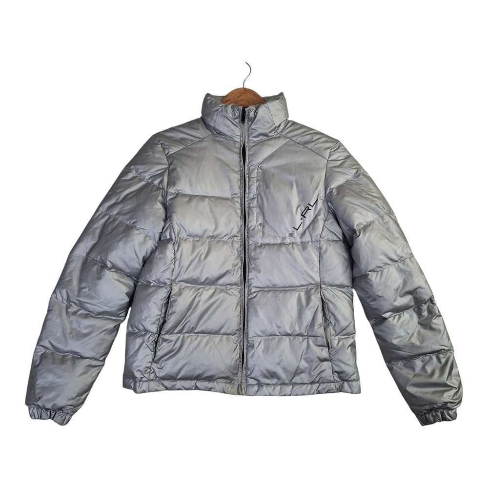 Lauren Active Ralph Lauren Down Puffer Jacket Women XS Silver Metallic Y2K